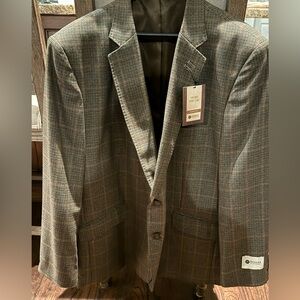 NWT Haggar Tailored Sport Coat. Classic fit. Black, green, orange. 50 R.